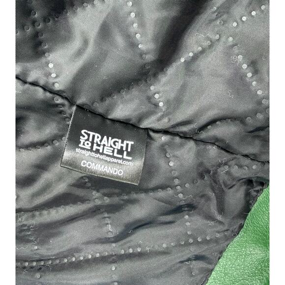 Straight To Hell Commando Cactus Green Leather Motorcycle Jacket Women's SMALL - Picture 6 of 7